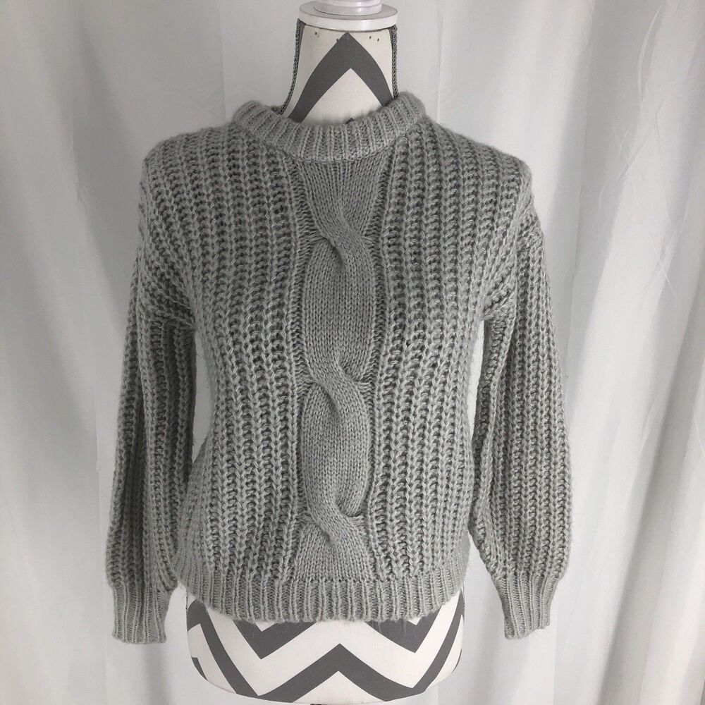 Belle Du Jour Youth Chunky Cable Knit Pullover Sweater Size XS Gray